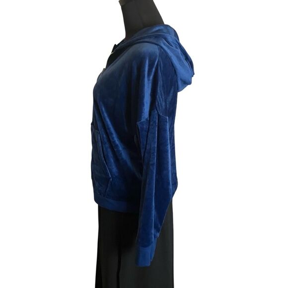 Felina Hoodie Zip-Up Blue Velour Size Medium - Picture 6 of 8